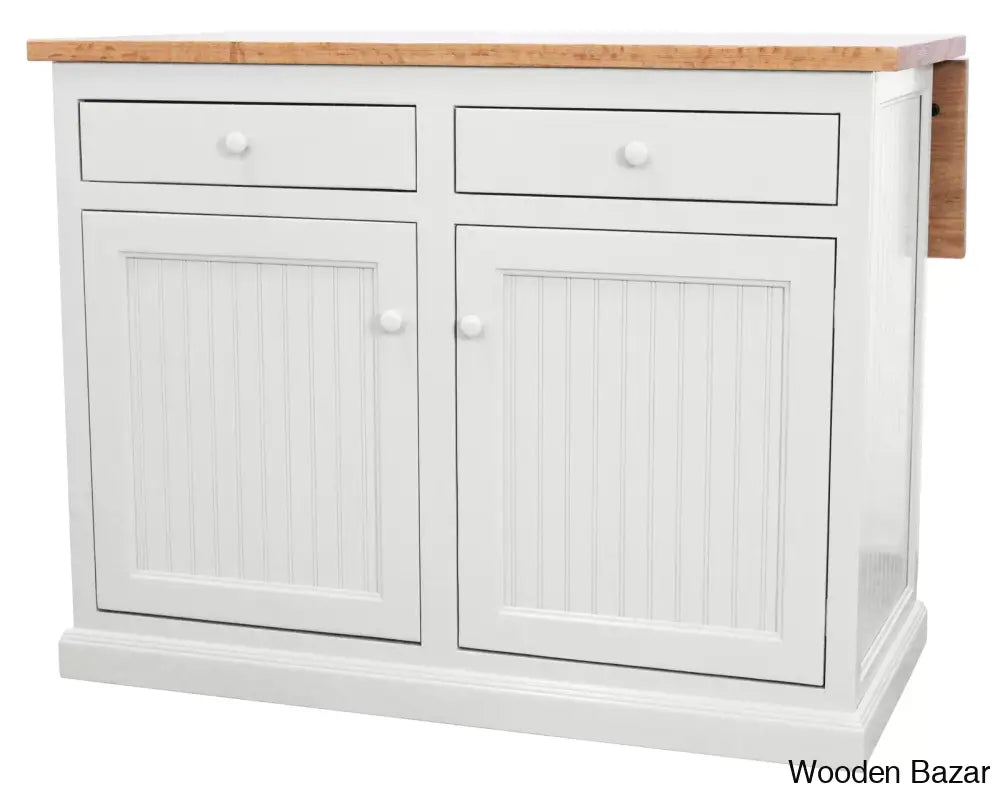 Avant Solid Wood Kitchen Island Trolley Cart Cabinet Kitchen Island With Storage Bright White