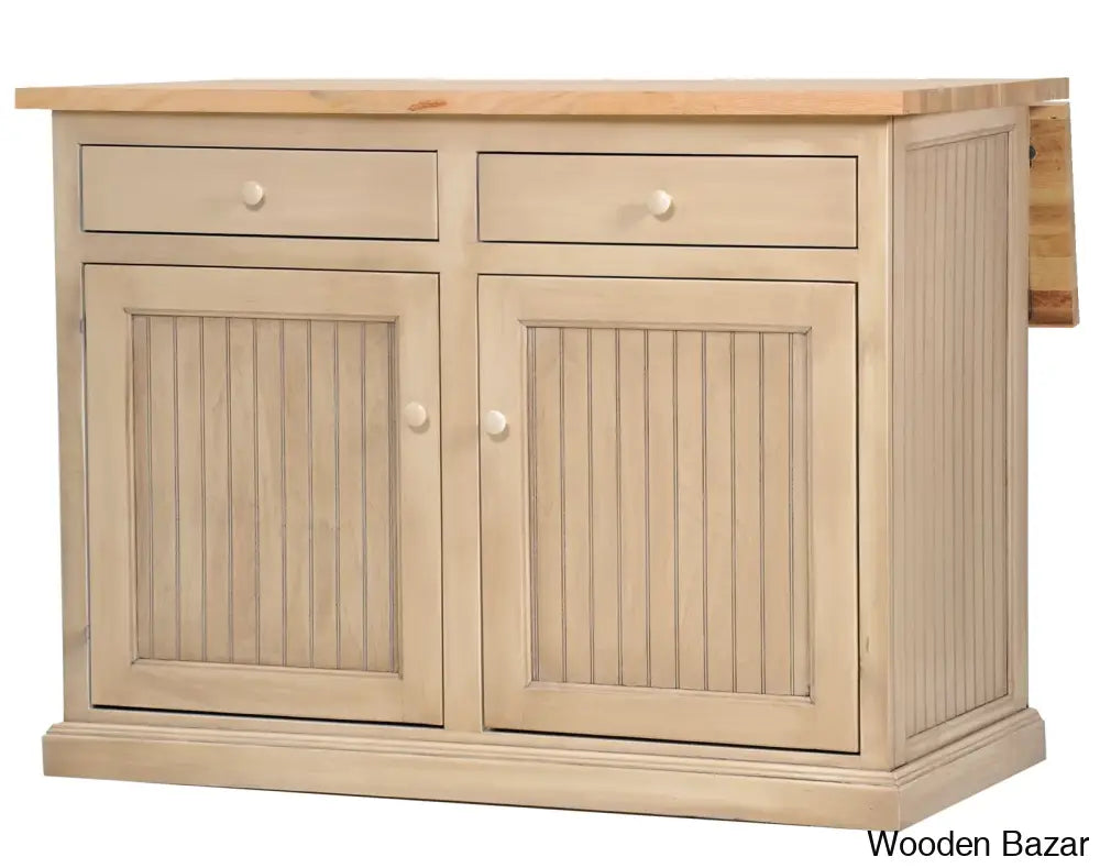 Avant Solid Wood Kitchen Island Trolley Cart Cabinet Kitchen Island With Storage European Ivory