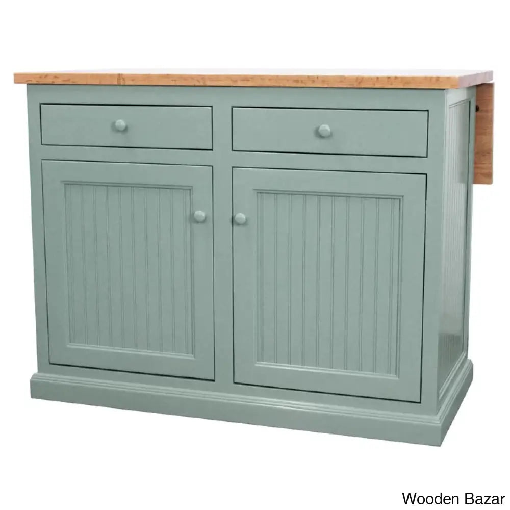 Avant Solid Wood Kitchen Island Trolley Cart Cabinet Kitchen Island With Storage Light Blue