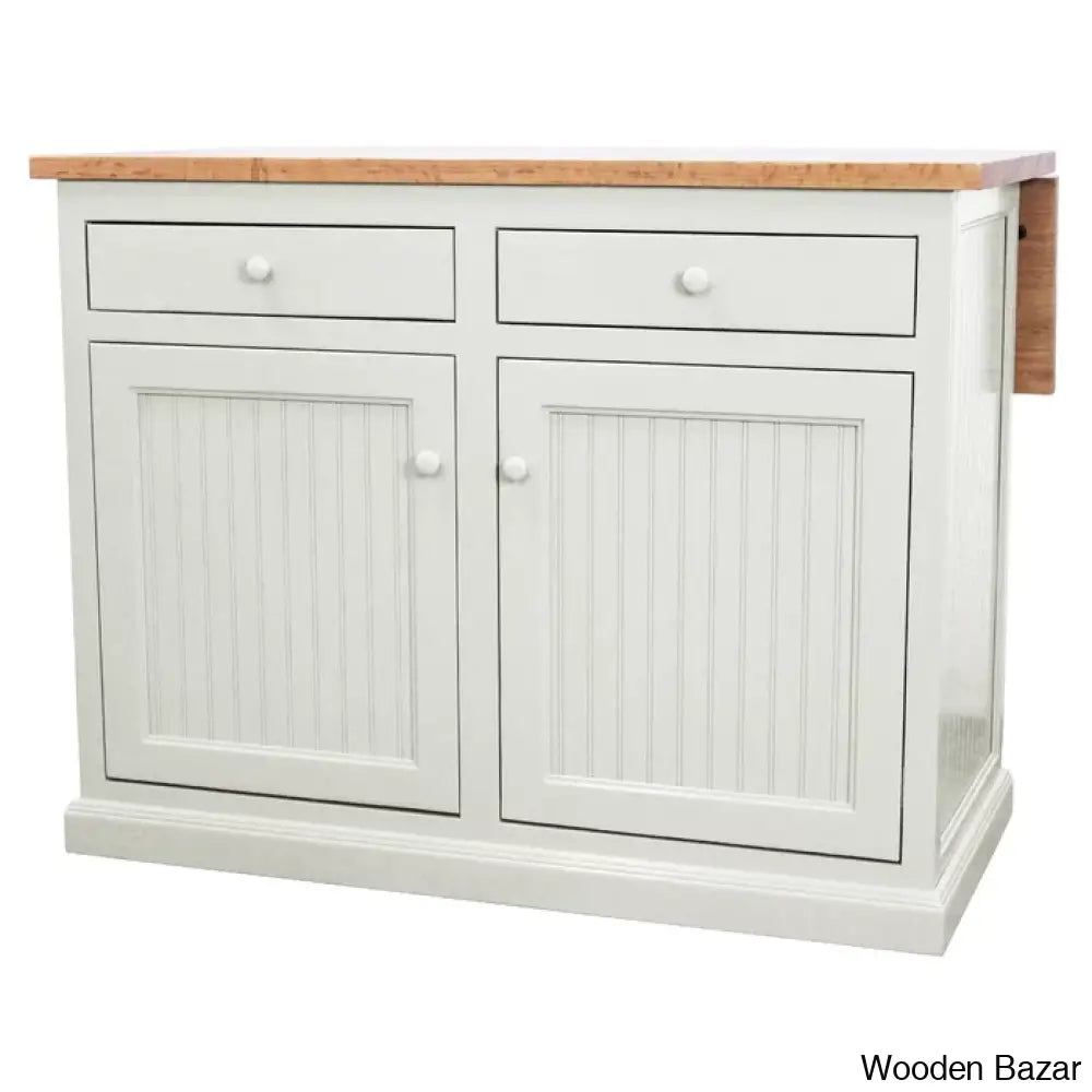 Avant Solid Wood Kitchen Island Trolley Cart Cabinet Kitchen Island With Storage Soft White