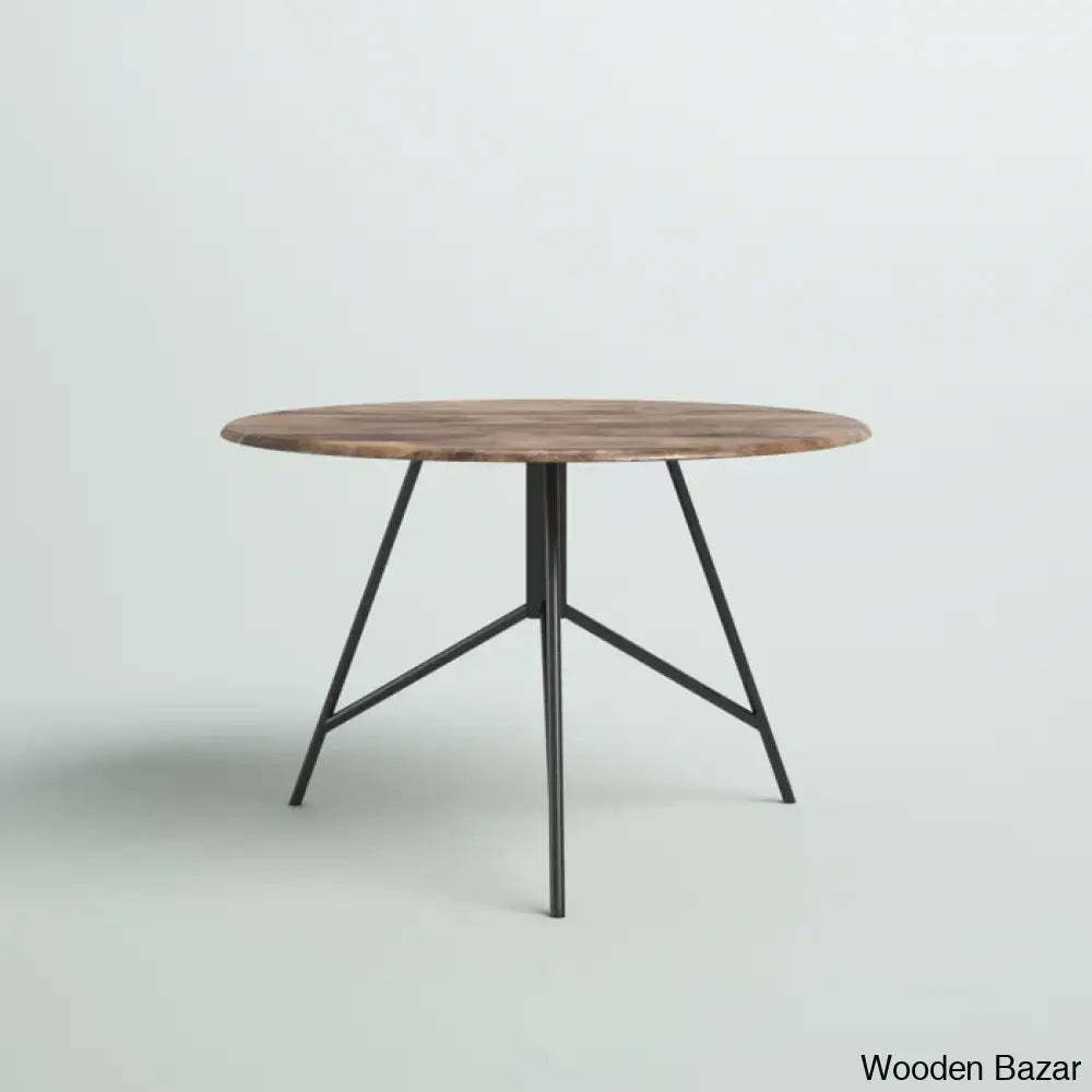 Avelye Modern Round Wood And Metal Coffee Center Table