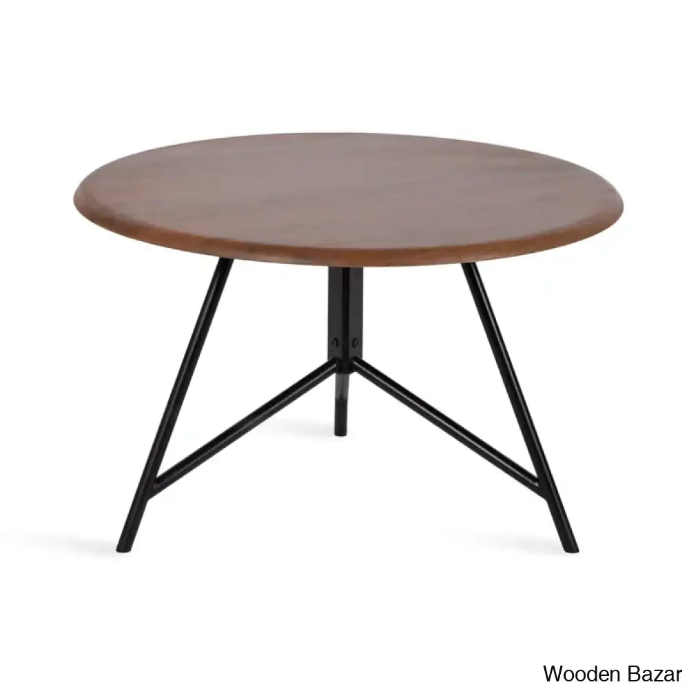 Avelye Modern Round Wood And Metal Coffee Center Table