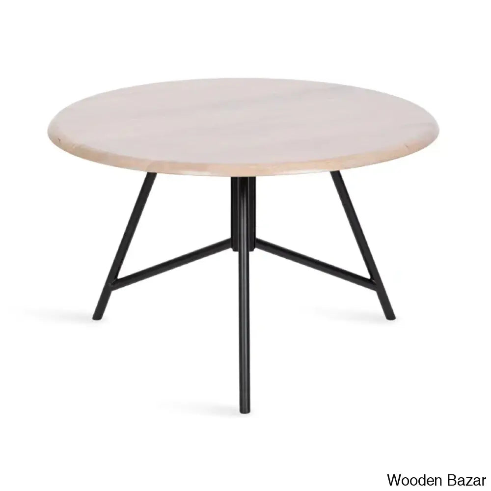 Avelye Modern Round Wood And Metal Coffee Center Table