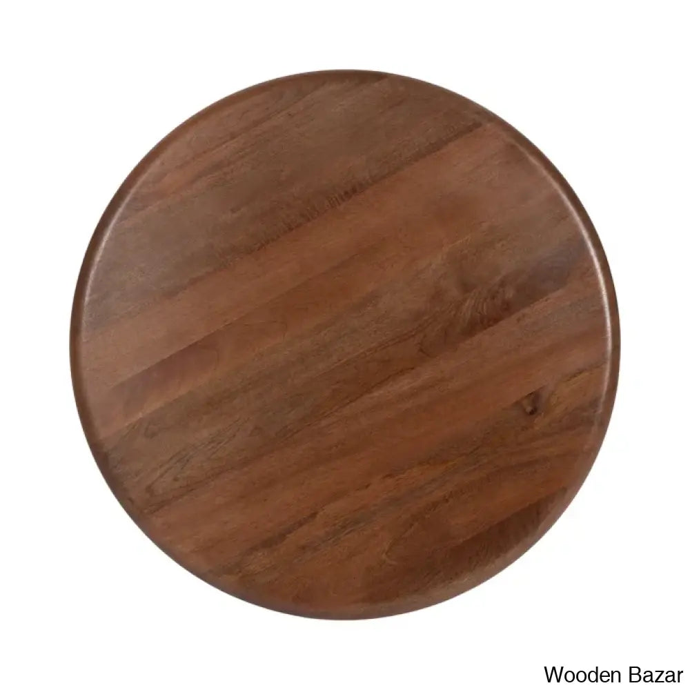 Avelye Modern Round Wood And Metal Coffee Center Table