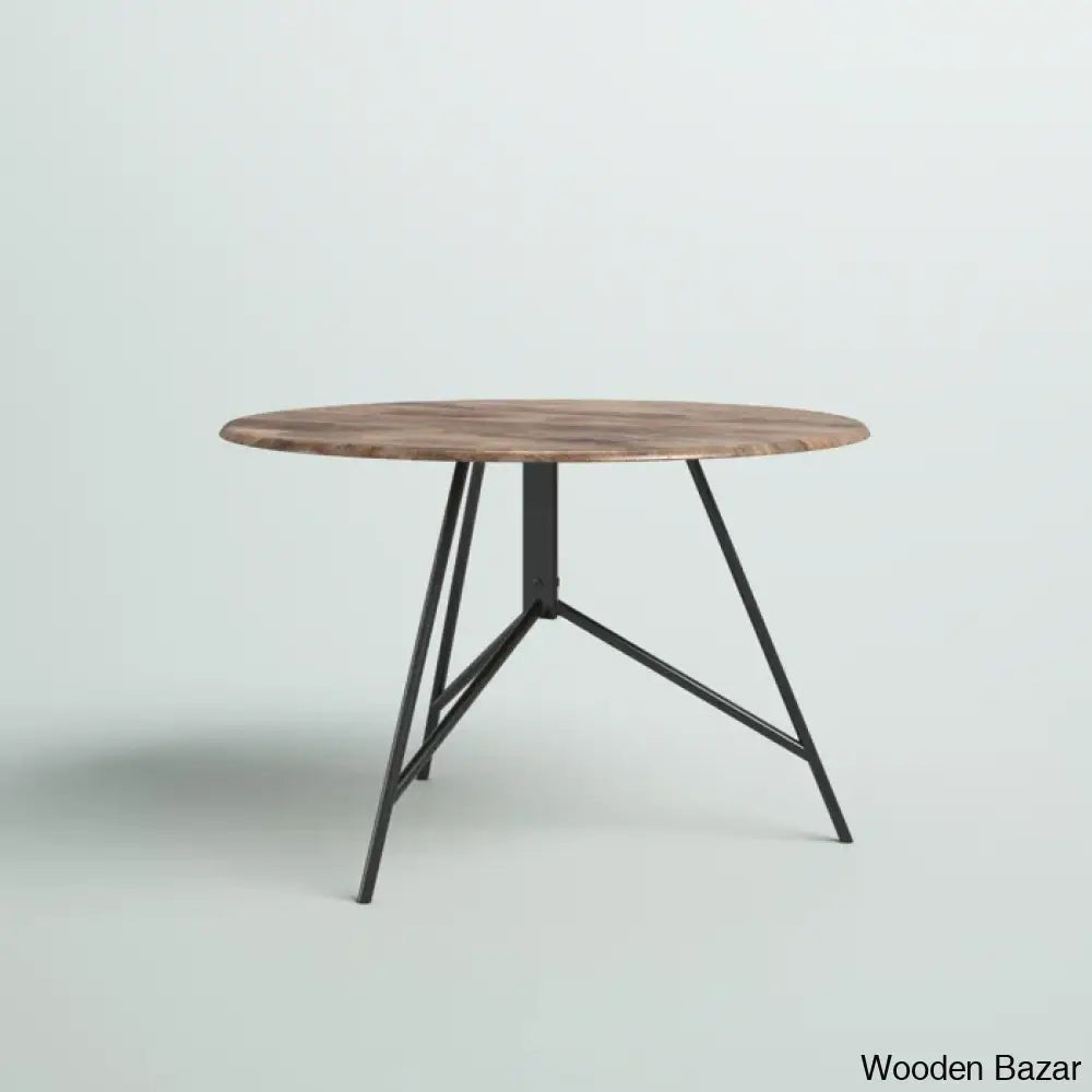 Avelye Modern Round Wood And Metal Coffee Center Table