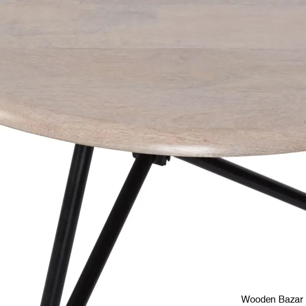 Avelye Modern Round Wood And Metal Coffee Center Table