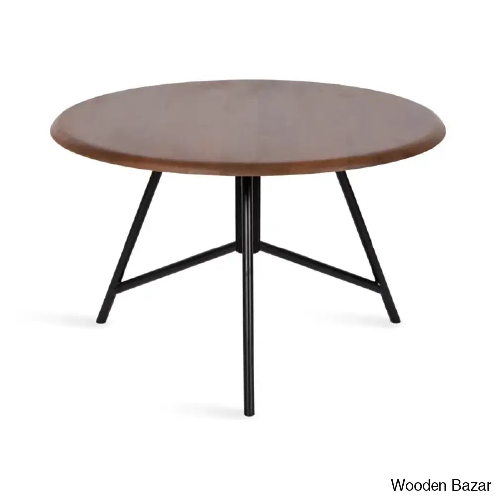 Avelye Modern Round Wood And Metal Coffee Center Table