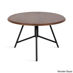 Avelye Modern Round Wood And Metal Coffee Center Table