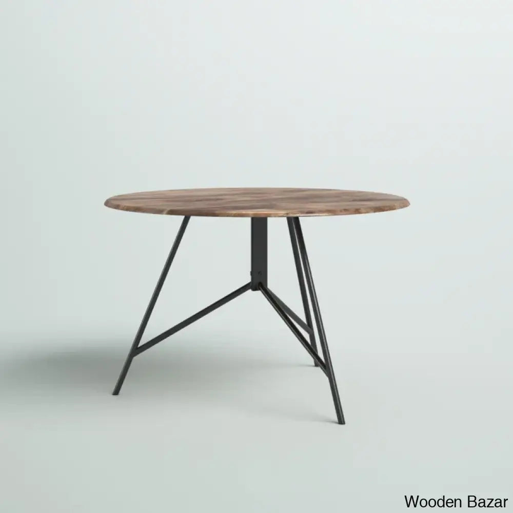 Avelye Modern Round Wood And Metal Coffee Center Table