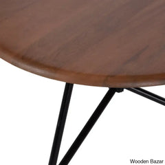 Avelye Modern Round Wood And Metal Coffee Center Table