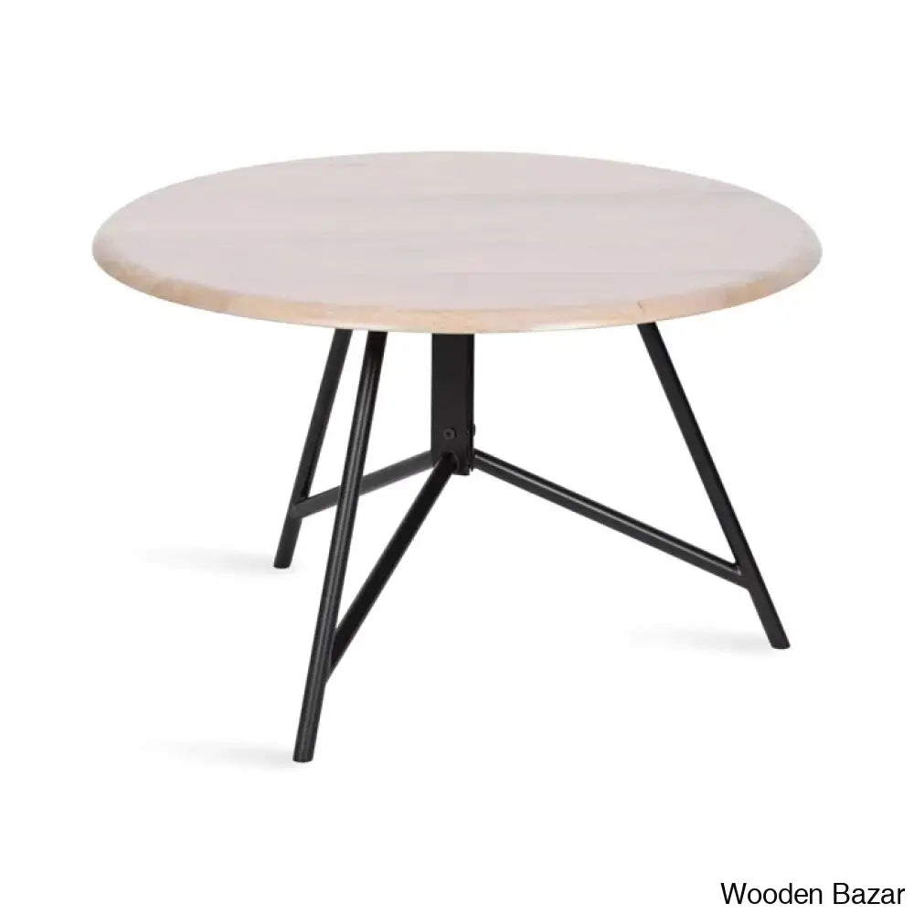 Avelye Modern Round Wood And Metal Coffee Center Table