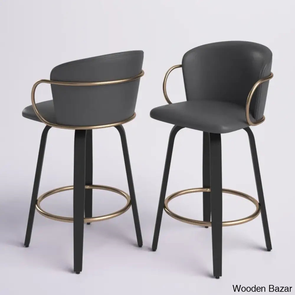 Aydiners Swivel Upholstered 25.6’’ Counter And Bar Stool With Metal Frame (Set Of 2)