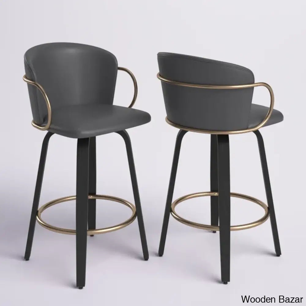 Aydiners Swivel Upholstered 25.6’’ Counter And Bar Stool With Metal Frame (Set Of 2)