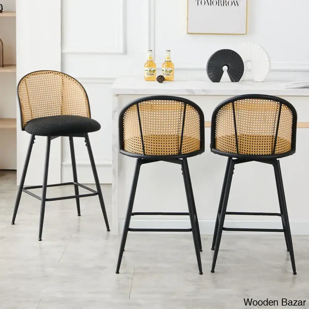 Ayidenc Swivel Boucle Upholstered Counter & Bar Stool (Set Of 3)