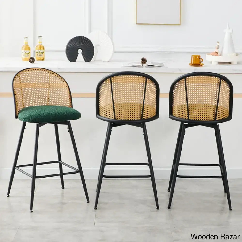 Ayidenc Swivel Boucle Upholstered Counter & Bar Stool (Set Of 3)