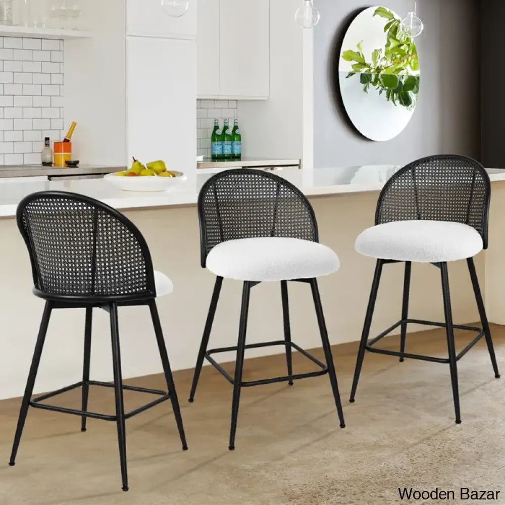 Ayidenc Swivel Boucle Upholstered Counter & Bar Stool (Set Of 3)