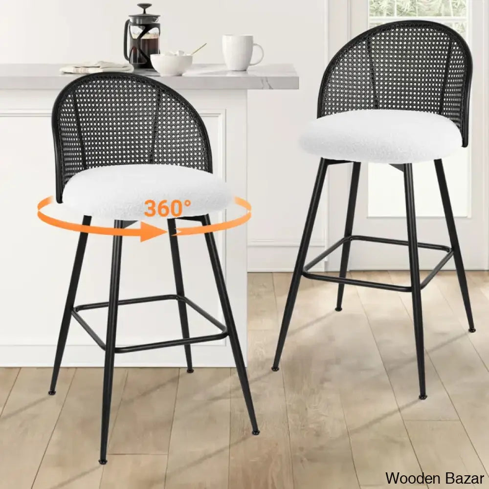 Ayidenc Swivel Boucle Upholstered Counter & Bar Stool (Set Of 3)