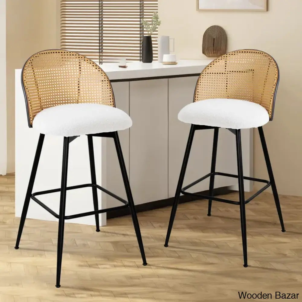 Ayidenc Swivel Boucle Upholstered Counter & Bar Stool (Set Of 3)