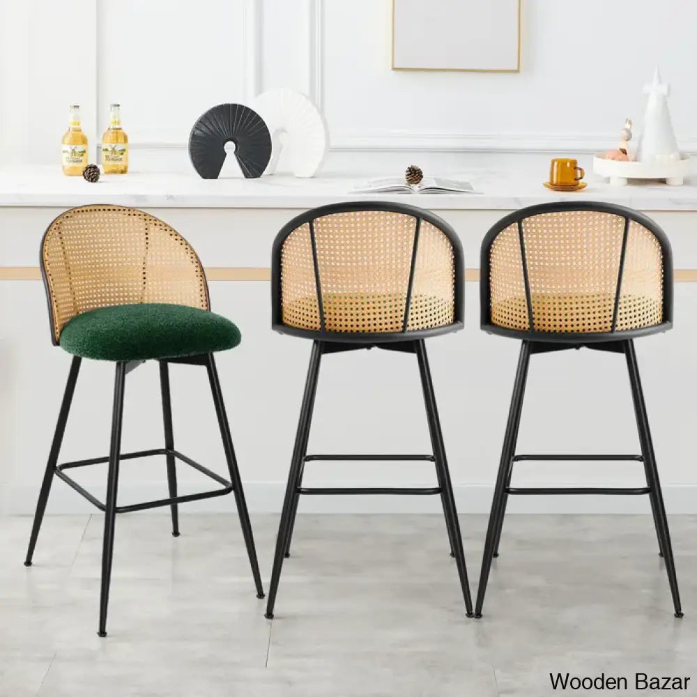 Ayidenc Swivel Boucle Upholstered Counter & Bar Stool (Set Of 3)