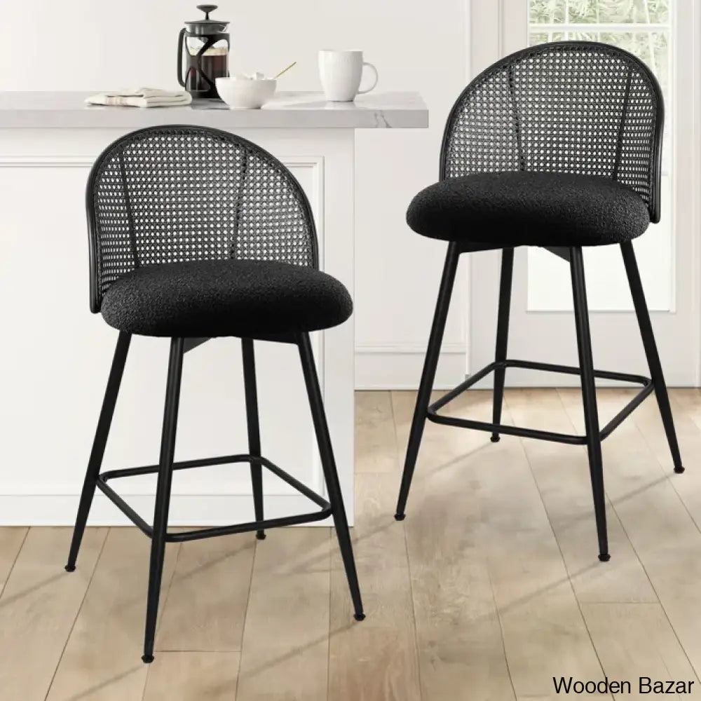 Ayidenc Swivel Boucle Upholstered Counter & Bar Stool (Set Of 3)