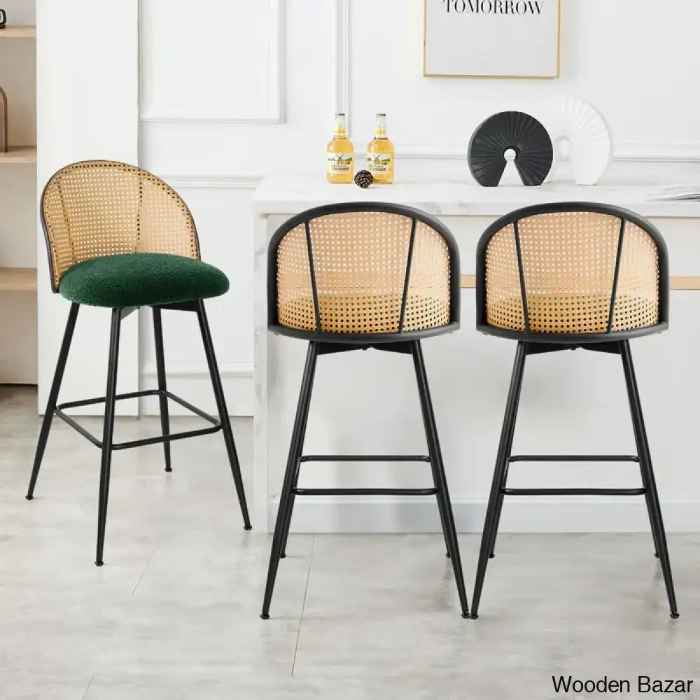 Ayidenc Swivel Boucle Upholstered Counter & Bar Stool (Set Of 3)