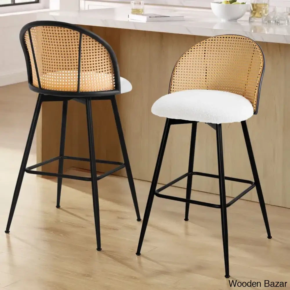 Ayidenc Swivel Boucle Upholstered Counter & Bar Stool (Set Of 3)