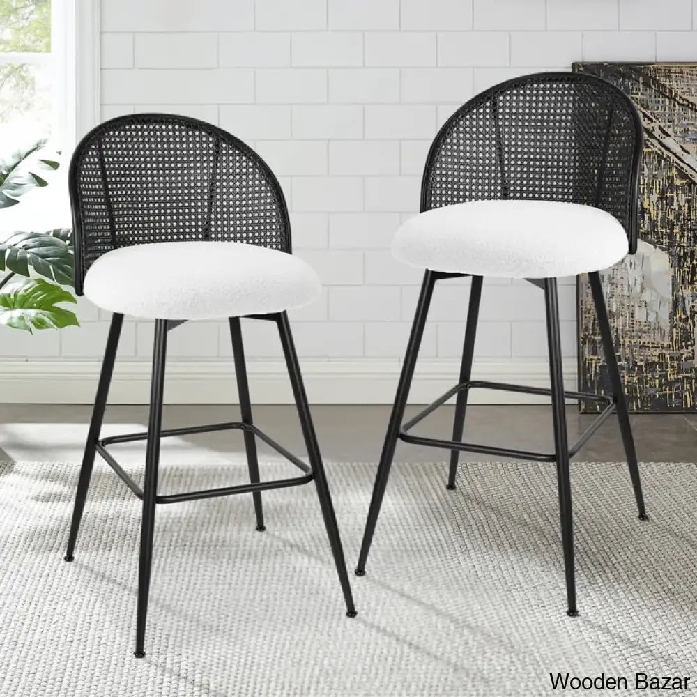 Ayidenc Swivel Boucle Upholstered Counter & Bar Stool (Set Of 3)