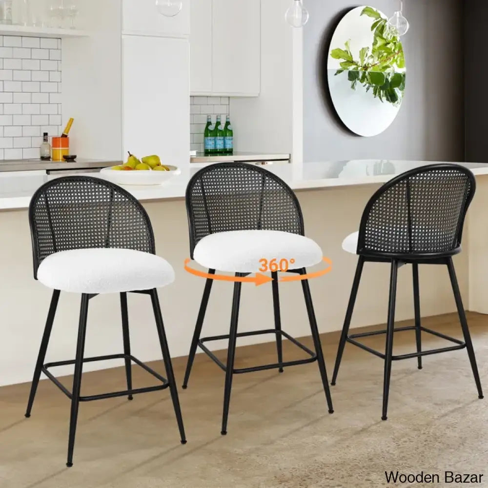 Ayidenc Swivel Boucle Upholstered Counter & Bar Stool (Set Of 3)