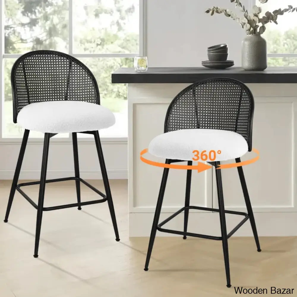 Ayidenc Swivel Boucle Upholstered Counter & Bar Stool (Set Of 3)