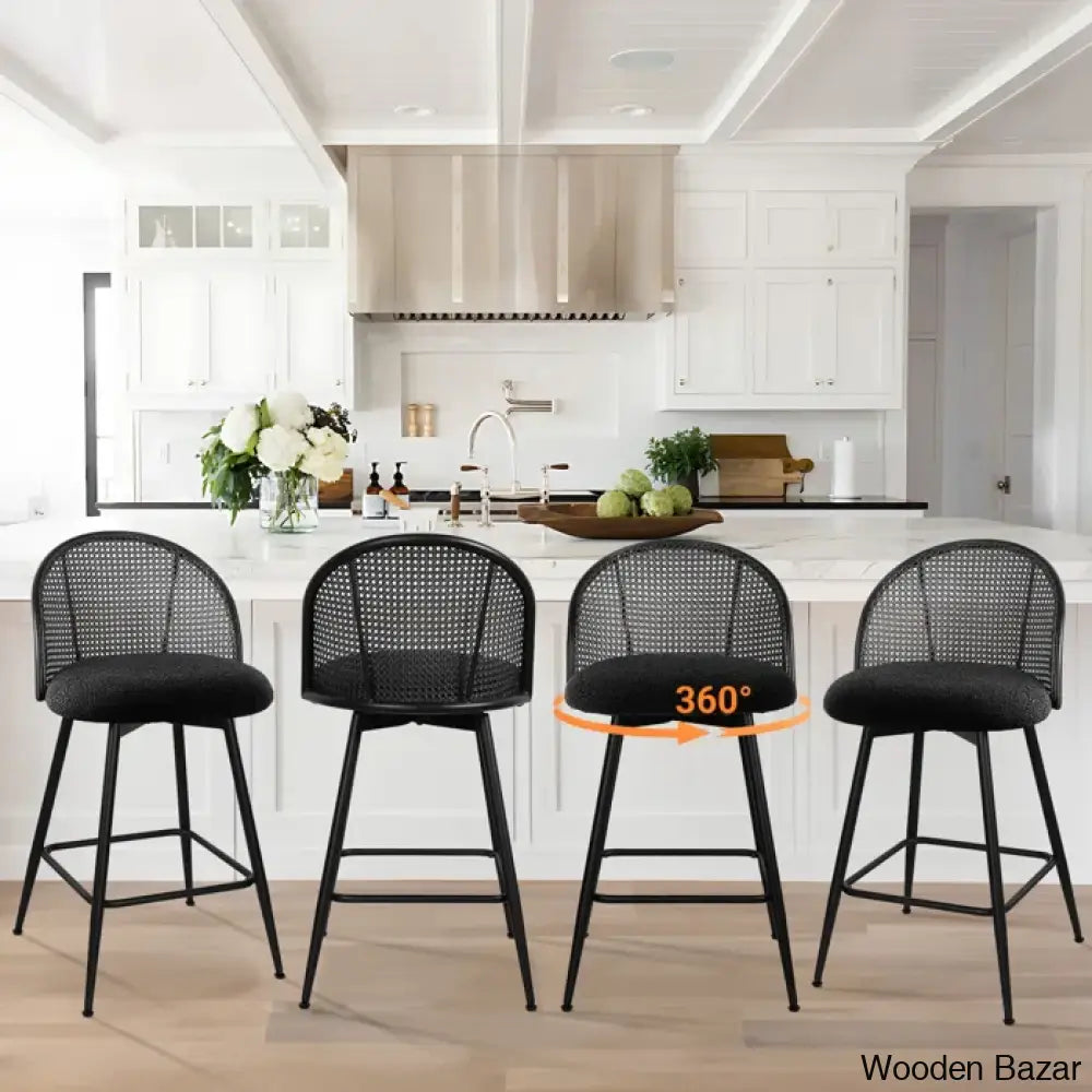 Ayidenc Swivel Boucle Upholstered Counter & Bar Stool (Set Of 3)