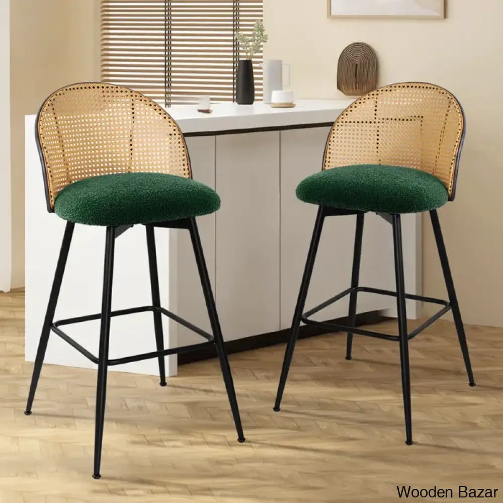 Ayidenc Swivel Boucle Upholstered Counter & Bar Stool (Set Of 3)