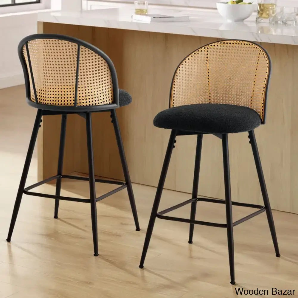 Ayidenc Swivel Boucle Upholstered Counter & Bar Stool (Set Of 3)