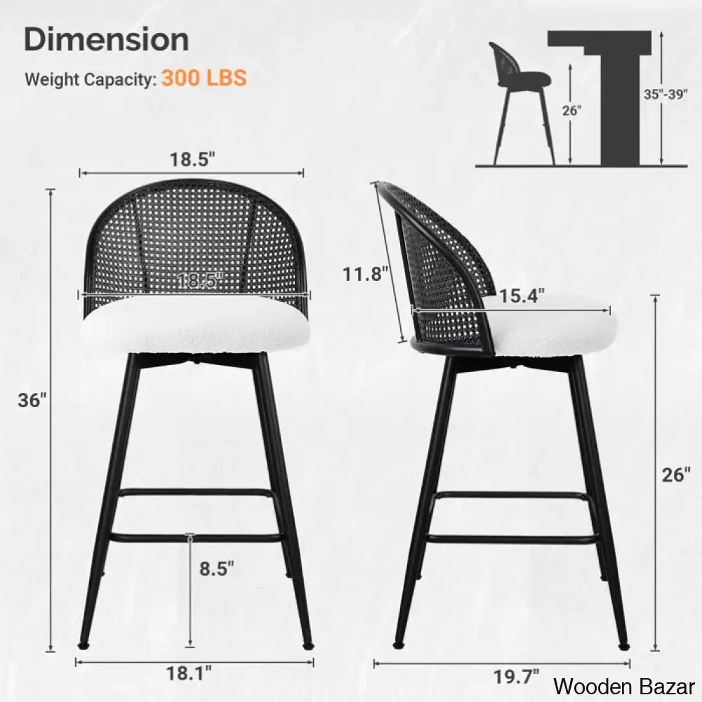 Ayidenc Swivel Boucle Upholstered Counter & Bar Stool (Set Of 3)