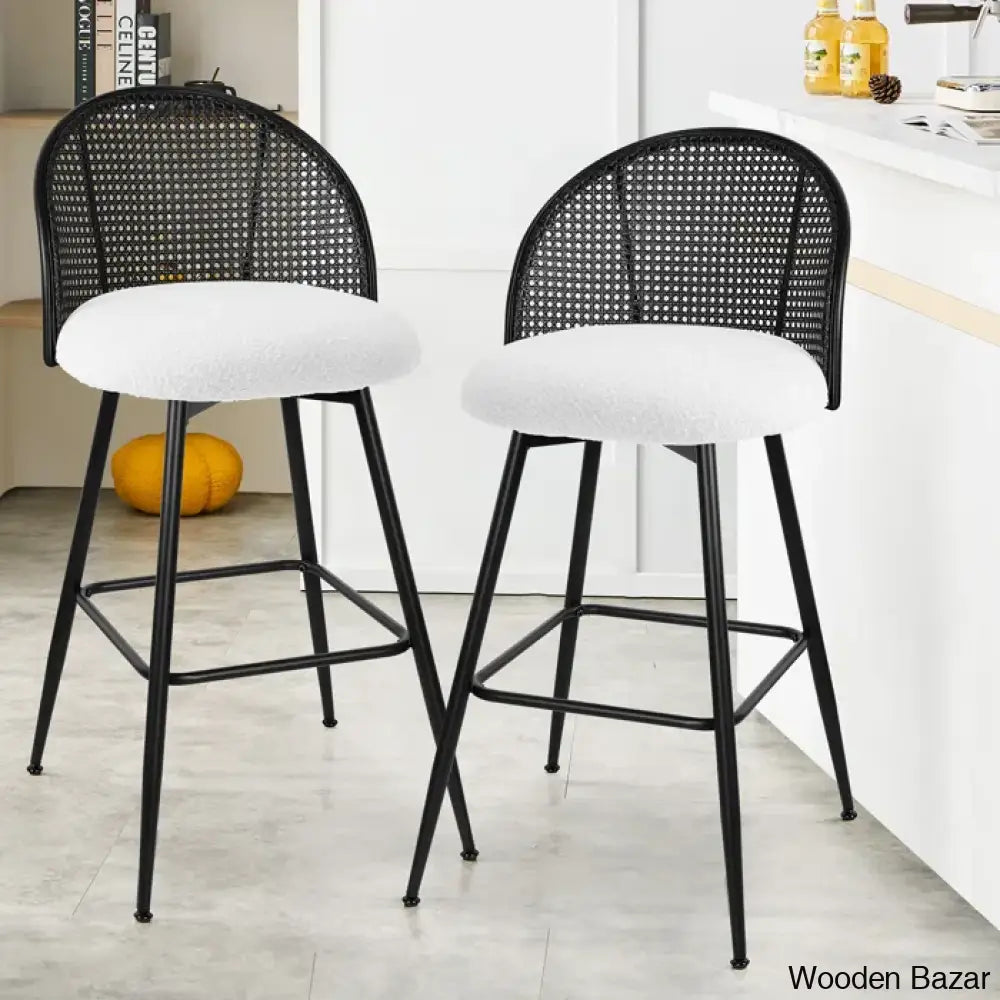 Ayidenc Swivel Boucle Upholstered Counter & Bar Stool (Set Of 3)