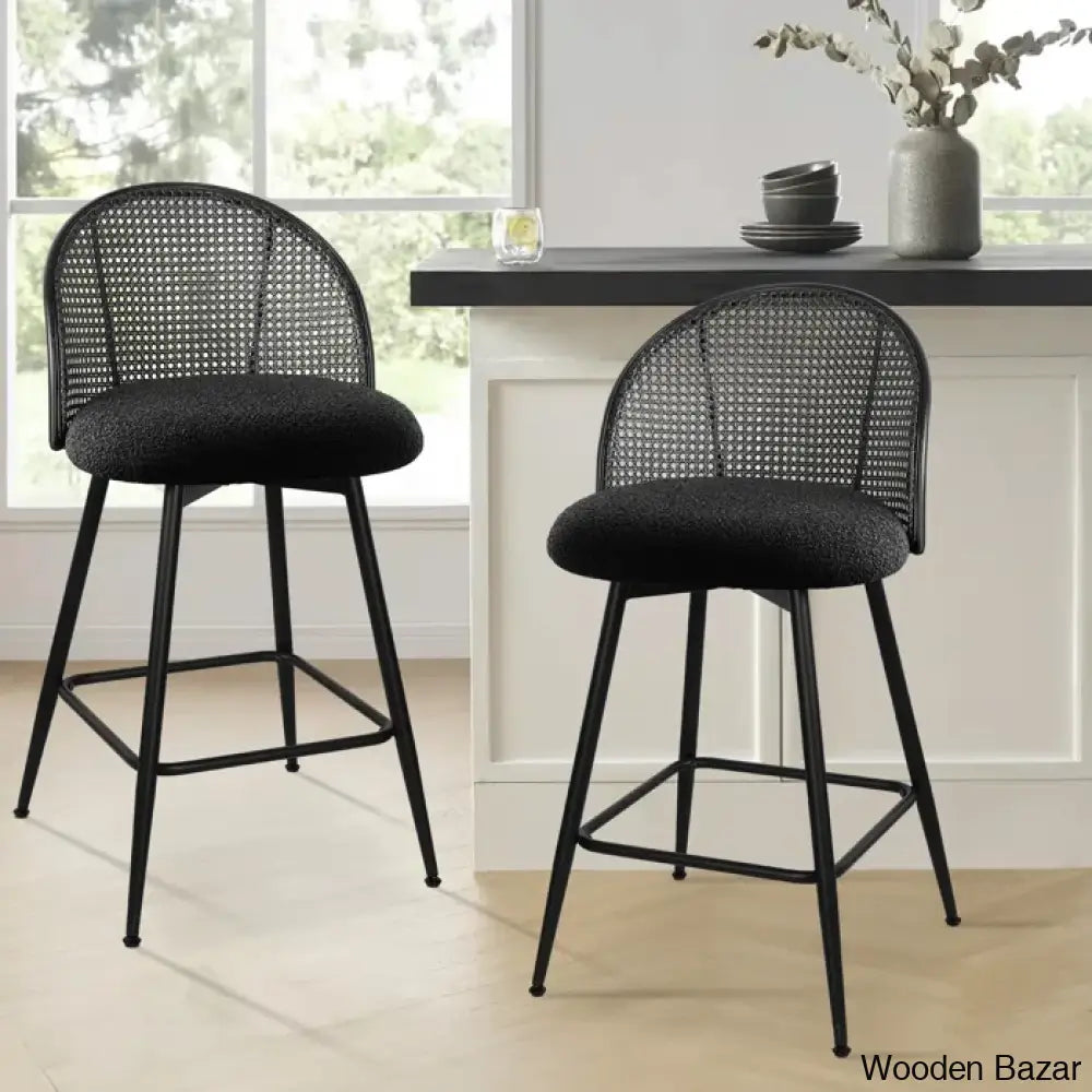 Ayidenc Swivel Boucle Upholstered Counter & Bar Stool (Set Of 3)