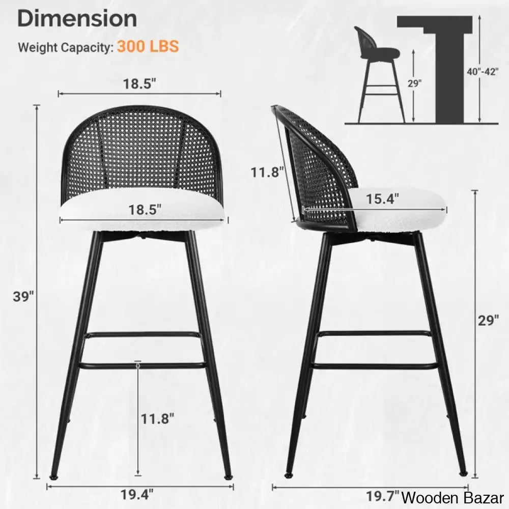 Ayidenc Swivel Boucle Upholstered Counter & Bar Stool (Set Of 3)