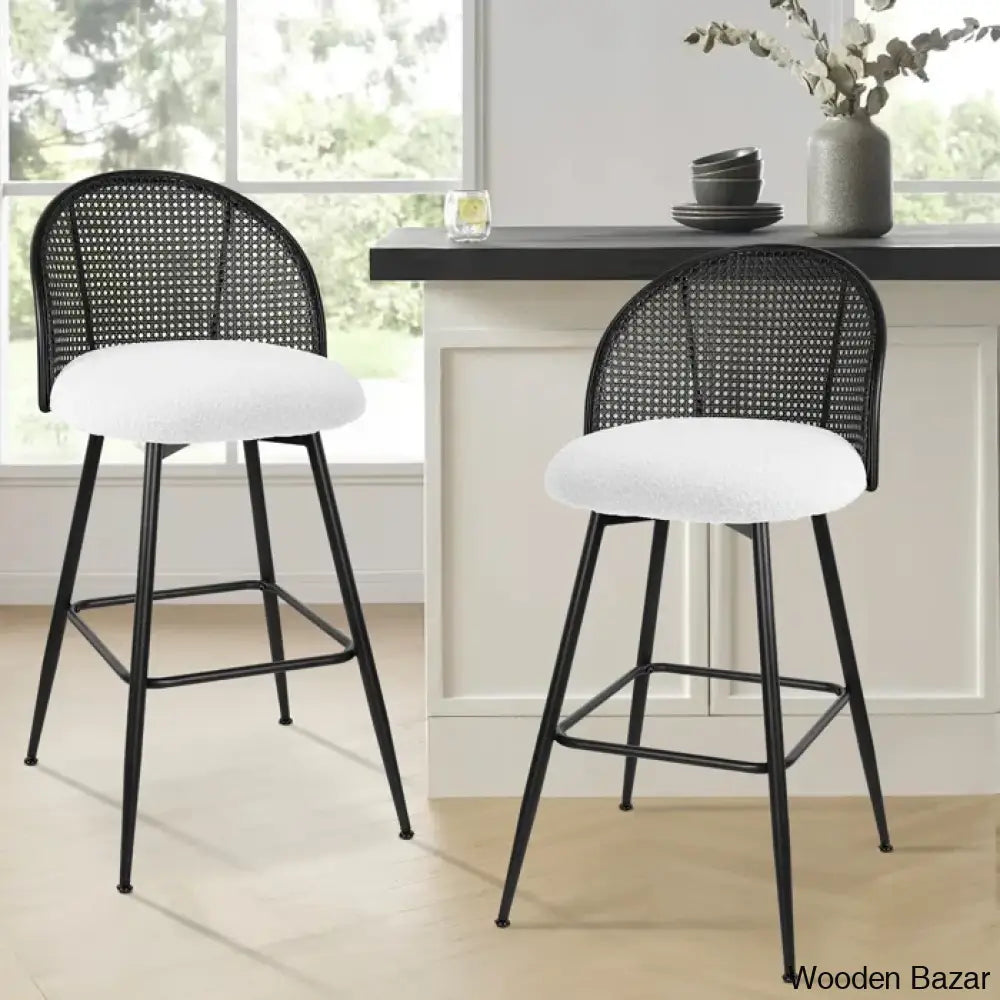 Ayidenc Swivel Boucle Upholstered Counter & Bar Stool (Set Of 3)