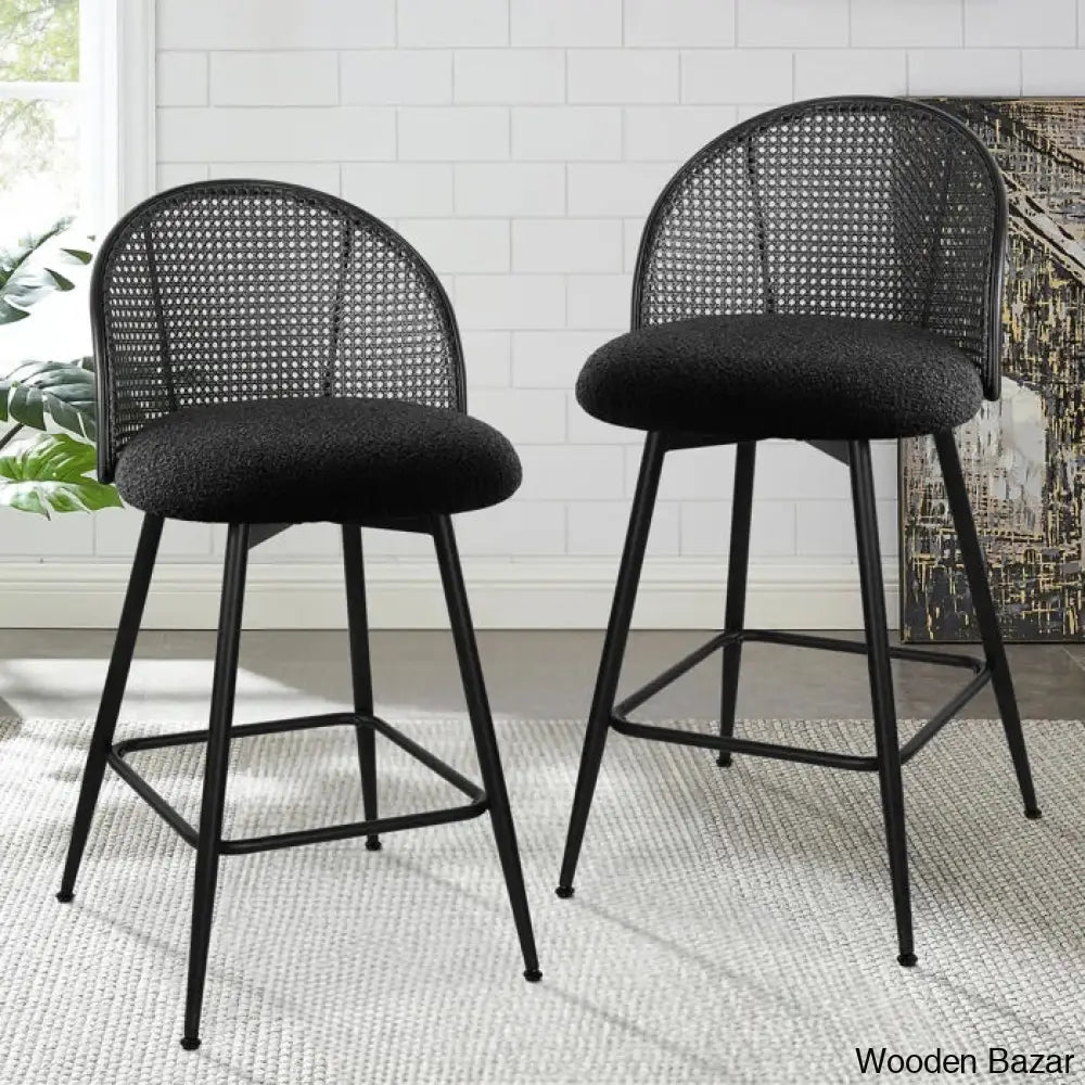 Ayidenc Swivel Boucle Upholstered Counter & Bar Stool (Set Of 3)