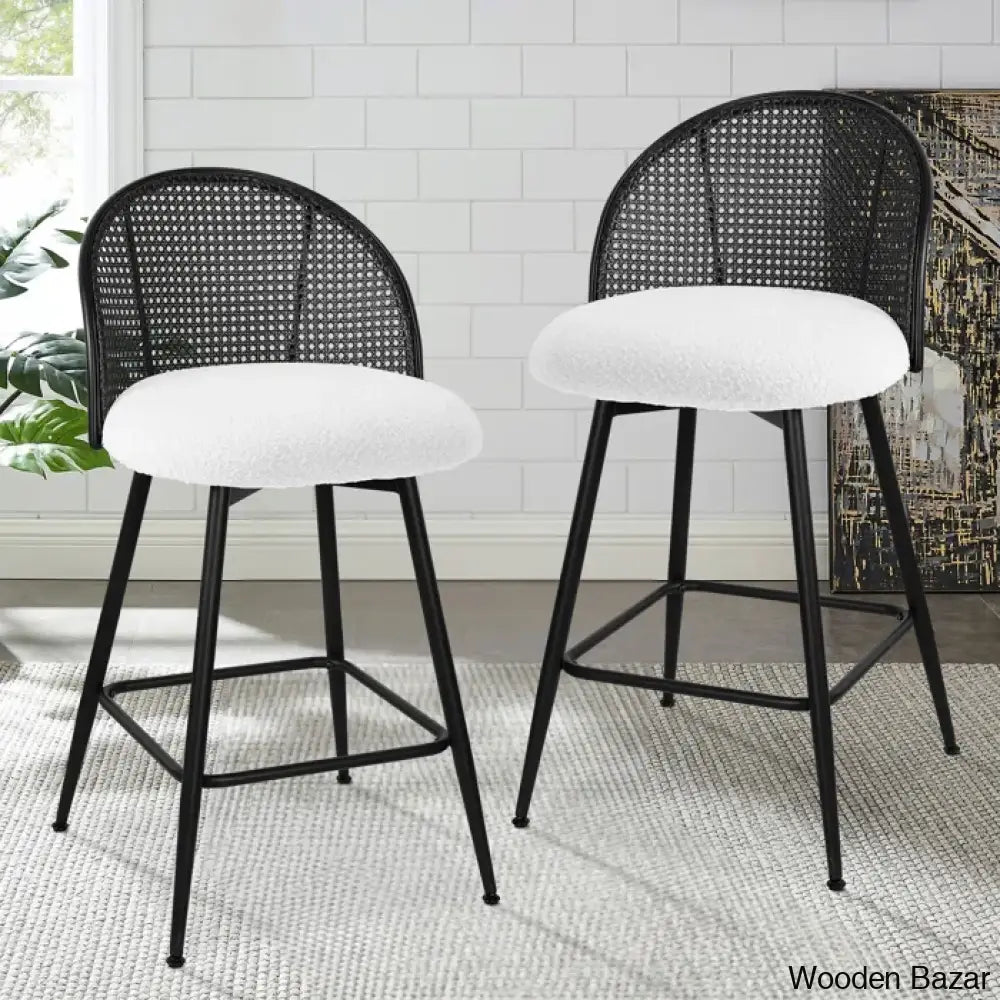 Ayidenc Swivel Boucle Upholstered Counter & Bar Stool (Set Of 3)