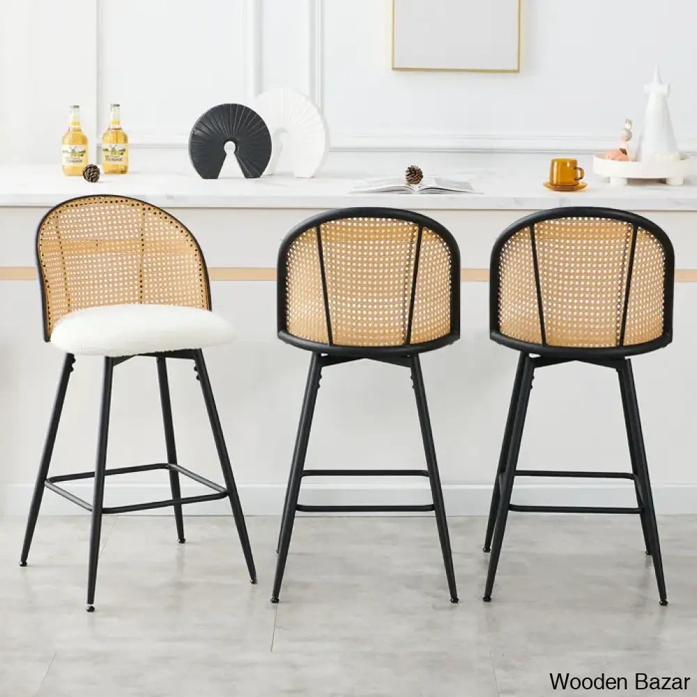 Ayidenc Swivel Boucle Upholstered Counter & Bar Stool (Set Of 3)