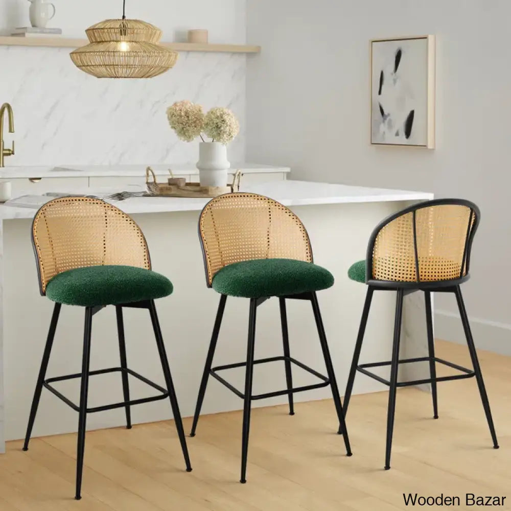 Ayidenc Swivel Boucle Upholstered Counter & Bar Stool (Set Of 3)