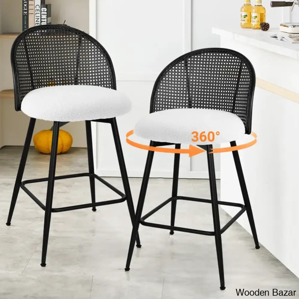 Ayidenc Swivel Boucle Upholstered Counter & Bar Stool (Set Of 3)