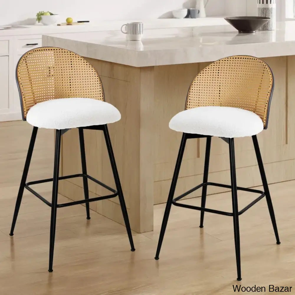 Ayidenc Swivel Boucle Upholstered Counter & Bar Stool (Set Of 3)