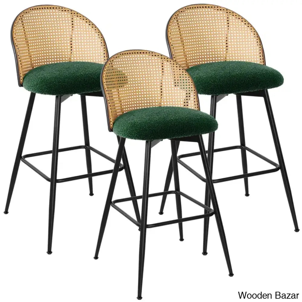 Ayidenc Swivel Boucle Upholstered Counter & Bar Stool (Set Of 3)