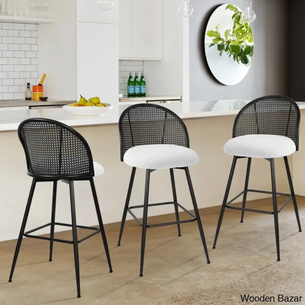 Ayidenc Swivel Boucle Upholstered Counter & Bar Stool (Set Of 3)