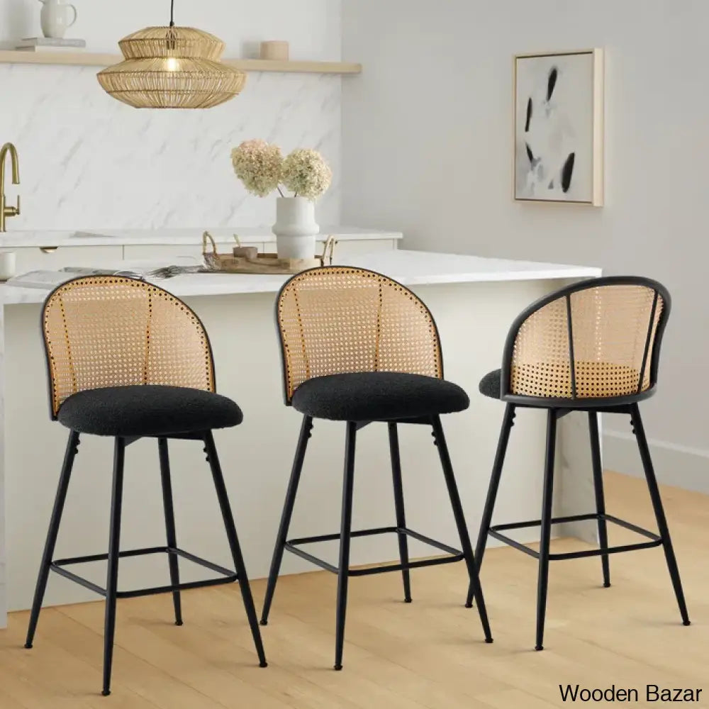 Ayidenc Swivel Boucle Upholstered Counter & Bar Stool (Set Of 3)