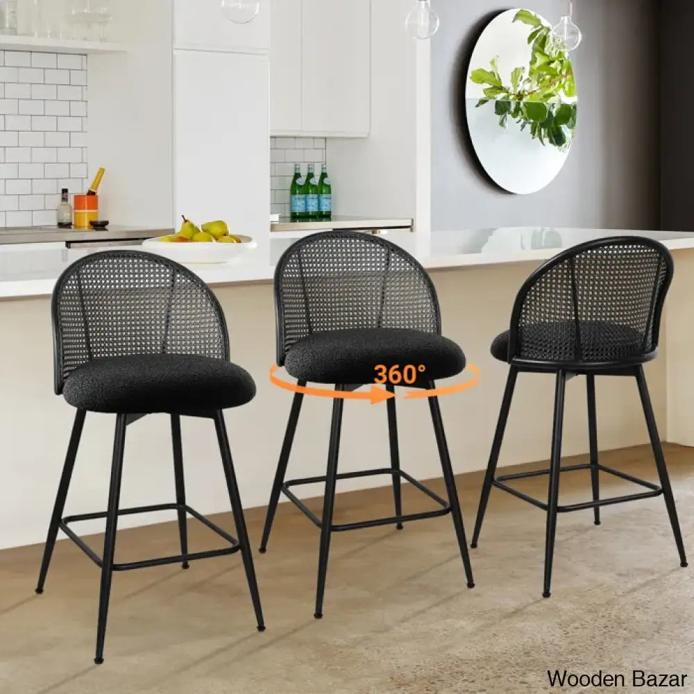 Ayidenc Swivel Boucle Upholstered Counter & Bar Stool (Set Of 3)