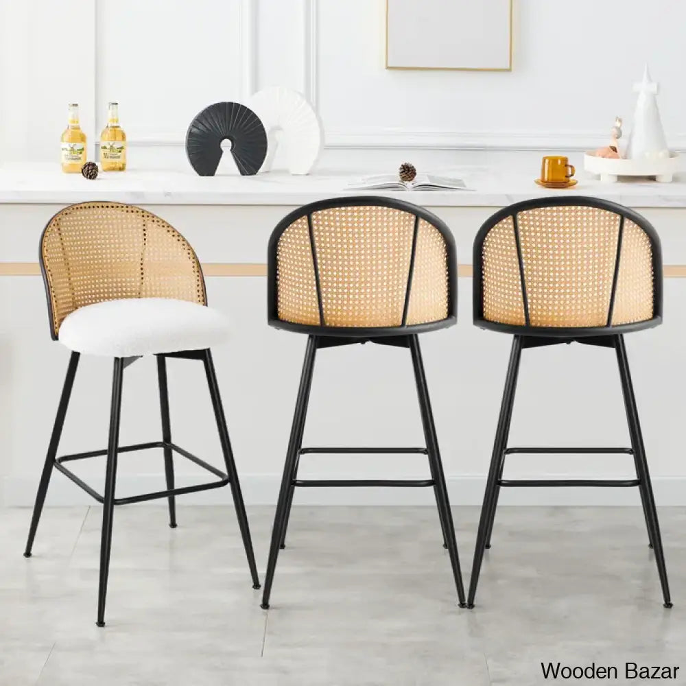 Ayidenc Swivel Boucle Upholstered Counter & Bar Stool (Set Of 3)