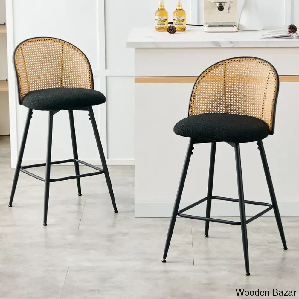 Ayidenc Swivel Boucle Upholstered Counter & Bar Stool (Set Of 3)