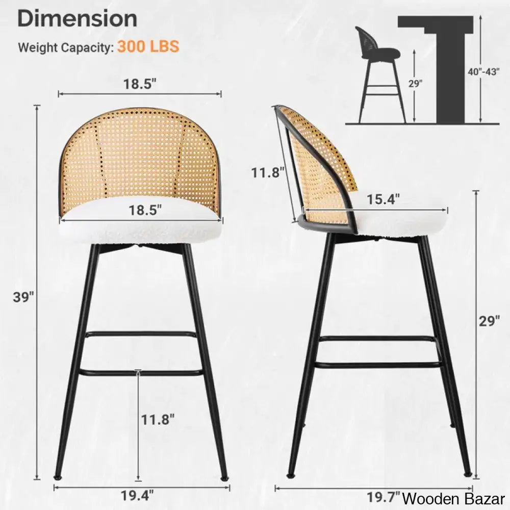 Ayidenc Swivel Boucle Upholstered Counter & Bar Stool (Set Of 3)